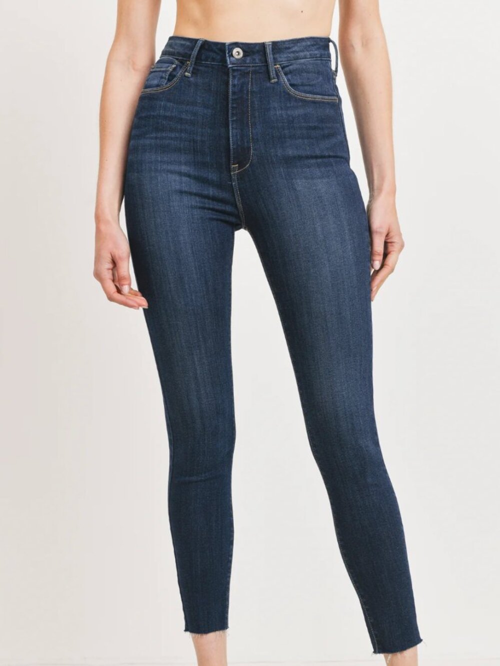 Just Black Stretch Skinny Jean Dark Wash Raw Hem Size 29